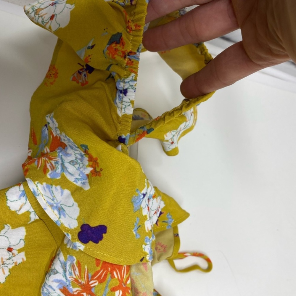 NEW REVOLVE Song of Style Sloan Mini Yellow Floral Tiered Dress Size Small - Picture 15 of 16